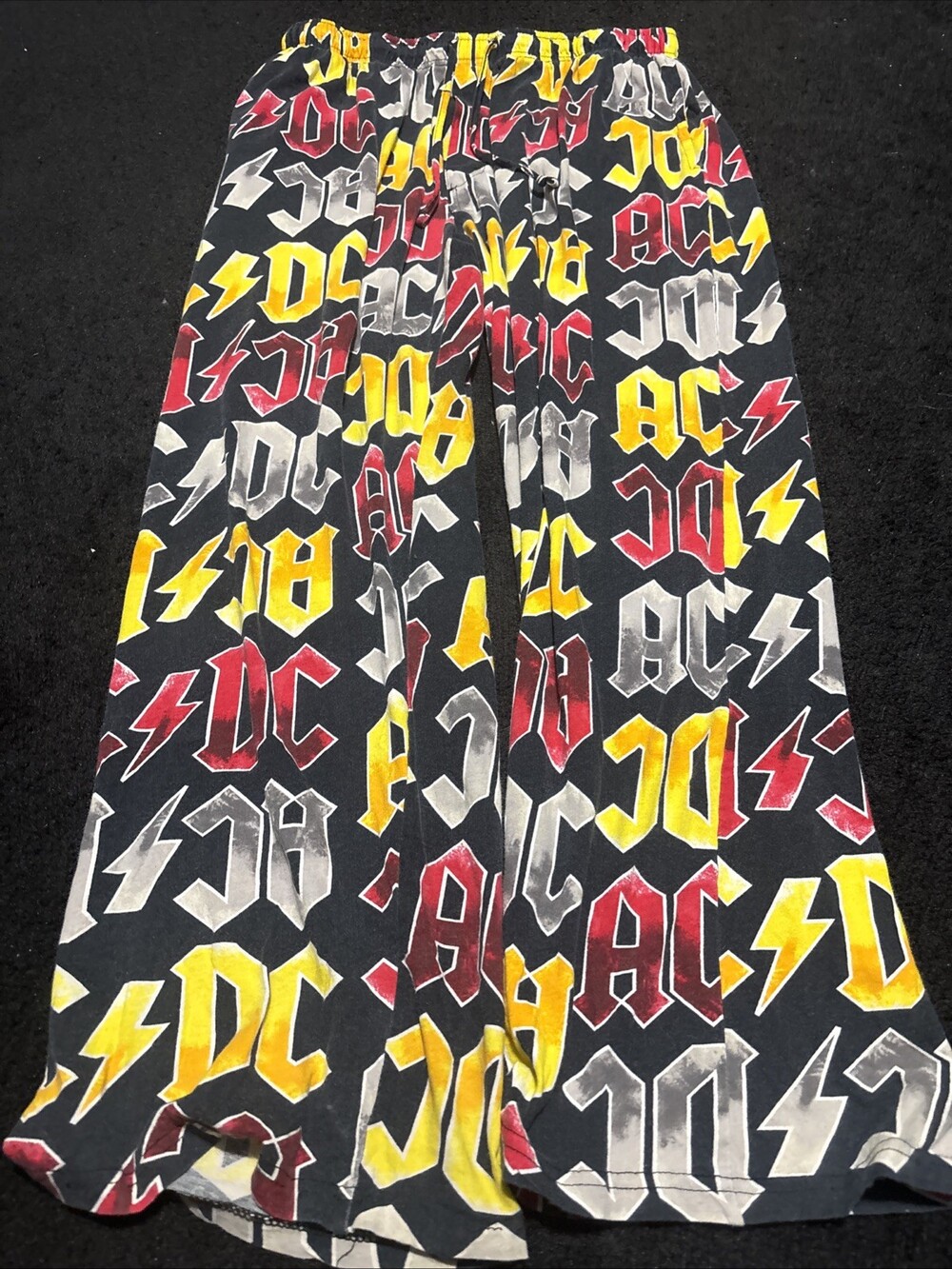 AC/DC Mens Loungewear Pants. Black with Colored Graphics. Size Large
